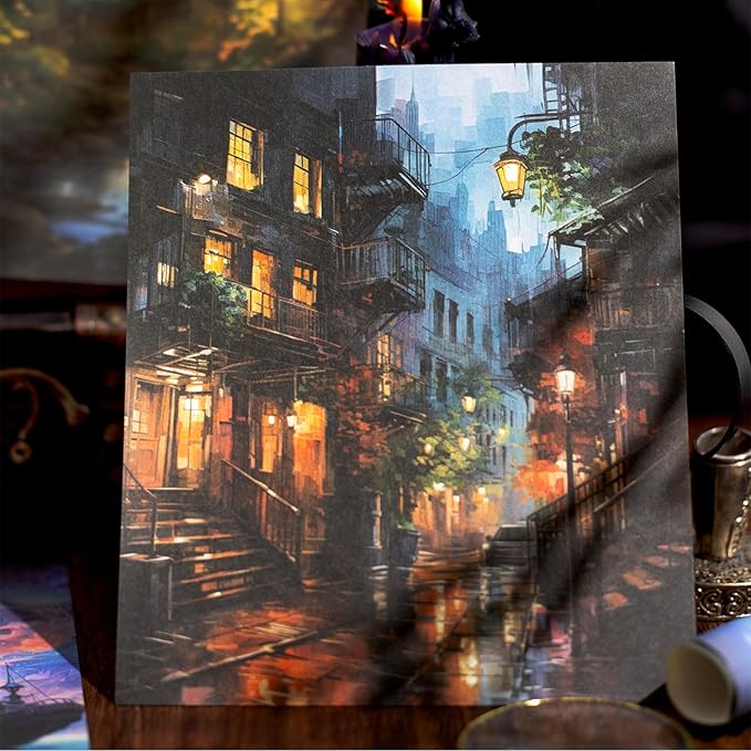 120Pcs Vintage Fantasy Scrapbook Paper, Traditional Building Ephemera Pack for Journaling and Junk Journal Supplies, Scrapbooking Kit with Glue Tape
