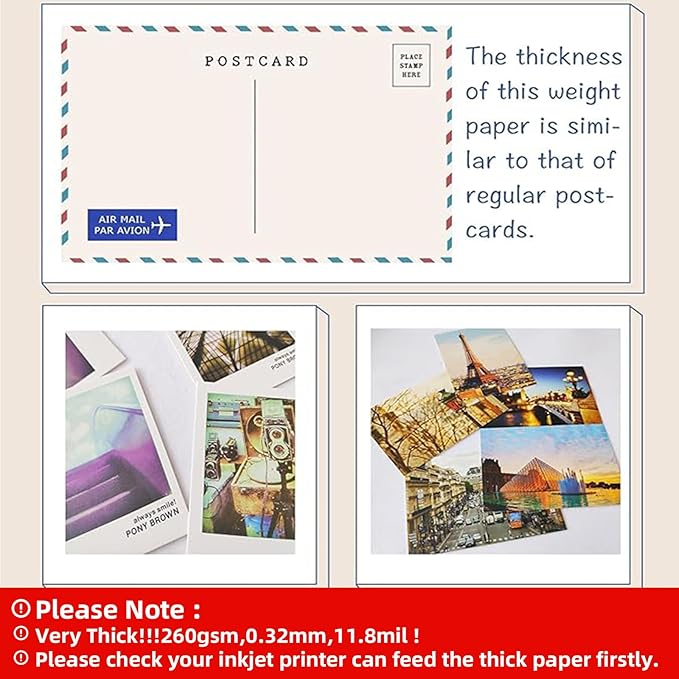 Uinkit Thick Photo Paper Glossy Double Sided 100 Sheets 8.5x11 Heavyweight 68lb 260gsm Inkjet Both Sides Printable 11.8mil A4 Letter size Flyer Bulk Pack 8.5 x 11 Card paper postcard postal A189 (100)