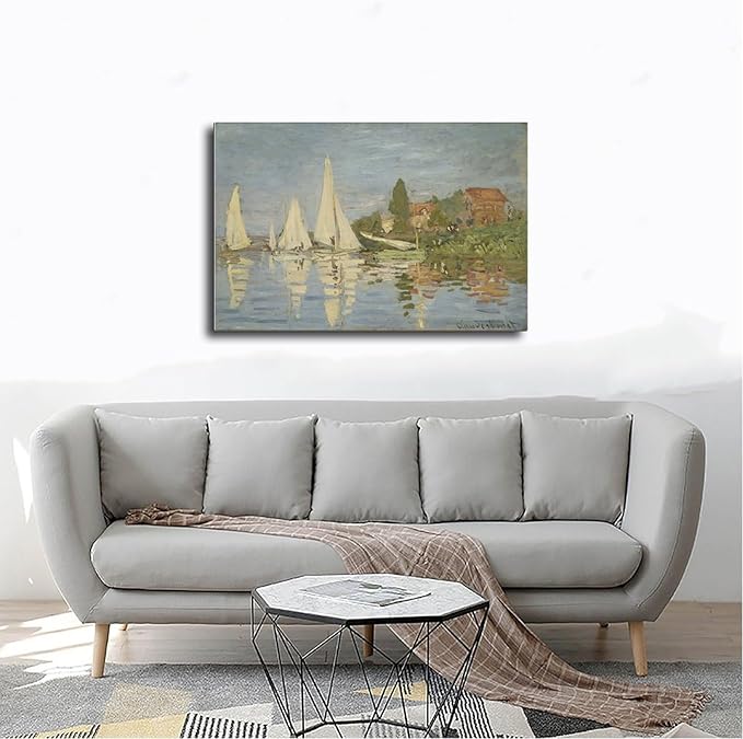 40+ Monet Famous Print Posters Regattas at Argenteuil by Claude Monet Impressionism Poster Print for Room Aesthetics Canvas Wall Art Print Frame 12×18inch(30×45cm)