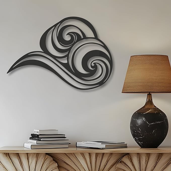 Abstract Ocean Wave Metal Wall Sculpture,Coastal Art for Coastal Spaces, Porch & Beach House Decor,Metal Wave Sculpture,Coastal Wall Art for Nautical Interiors (47" x 34" | 120 x 86cm)