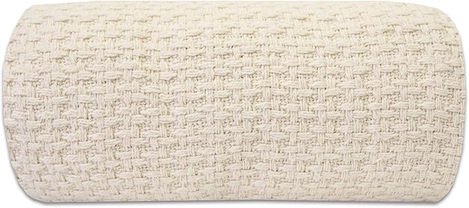100% Fine Cotton Luxurious Basket Weave Blanket, Ivory, Full/Queen Size (Pack of 3)