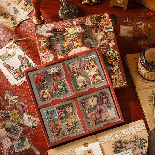 700Pcs Vintage Nature Stickers for Junk Journal Supplies, Retro Flower Butterfly Plant Mushroom Decorative Stickers for Scrapbook, DIY Crafts Album Phone Cases Laptops Notebook (Retro Collection)