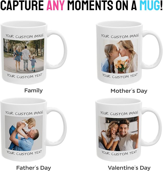 Personalized Coffee Mug – Custom Photo, Text, or Logo Ceramic Mug Tea Cup | Taza Personalizada with Picture or Message | Customized Gift Idea for Men & Women, Mom, Dad, Friends - White/Orange | 11oz