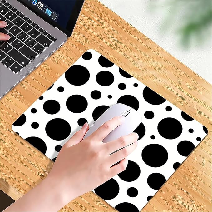 Square Mouse Pad Wave Dot Pattern, Personalized Premium-Textured Custom Mouse Mat Design, Washable Mousepad Cloth, Non-Slip Rubber Base Computer Mouse Pads for Wireless Mouse