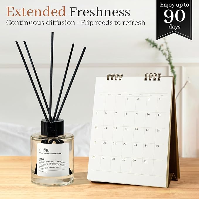 Duša Lemongrass Reed Diffuser & Sticks - 5 Fl Oz Essential Home Fragrance for Bathroom, Office & Living Spaces – Stylish & Long-Lasting Room Air Freshener - Ideal for Housewarming & Special Occasions
