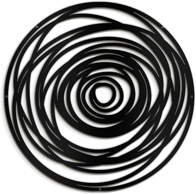 SIGNLEADER Metal Wall Art Decor Abstract Geometric Circles Minimalist Modern Abstract Wall Sculpture Hangings Home Decoration for Living Room, Bedroom, Bathroom, Kitchen, Outdoor - 18" Black