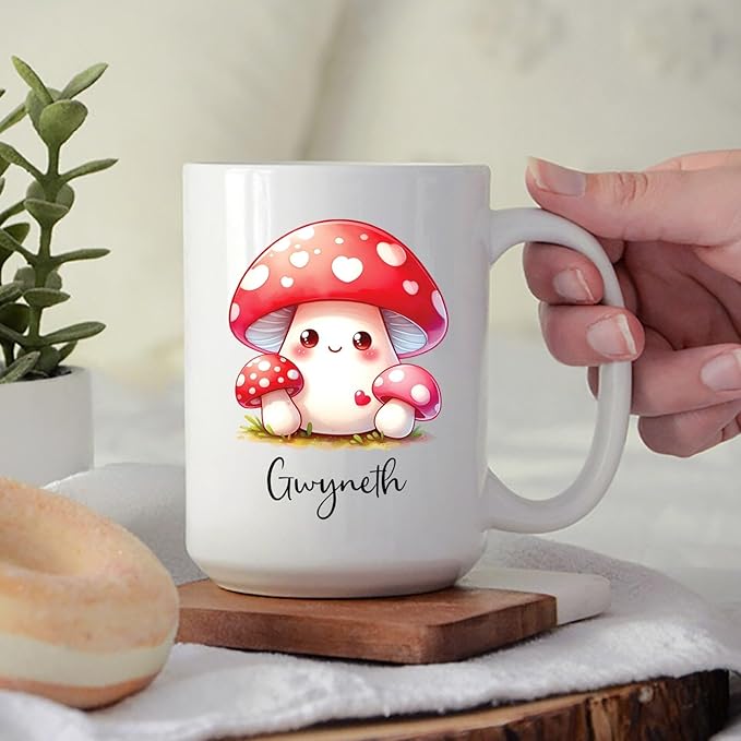 Customized Mushroom Coffee Mug Gifts For Vegetable Lovers, Mushroom Mugs, Personalized Mushroom Ceramic Mug With Name, Vegetable Cup Gift, Custom Mushroom Travel Mug, Vegan White Tea Cup 11oz 15oz