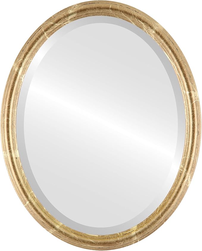 OVALCREST Oval Beveled Wall Mirror for Home Decor - Saratoga Style - Champagne Gold - 18x22 Outside Dimensions