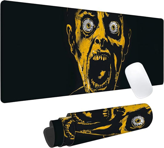 Horror Scream Gaming Mouse Pad, Office Desk Mat, Anti-Slip Rubber Base Cool Aesthetic Mouse Pads for Computer Laptop Keyboard School Home Desktop Gamer Home Accessories Decor 31.5" x 11.8"