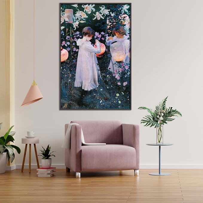 OKRA John Singer Sargent Canvas Wall Art Carnation, Lily, Lily, Rose Poster Vintage People Flowers Nature Landscape Poster Master Painting Print Room Aesthetic Wall Decorate Unframed(20x30in/50x75cm)