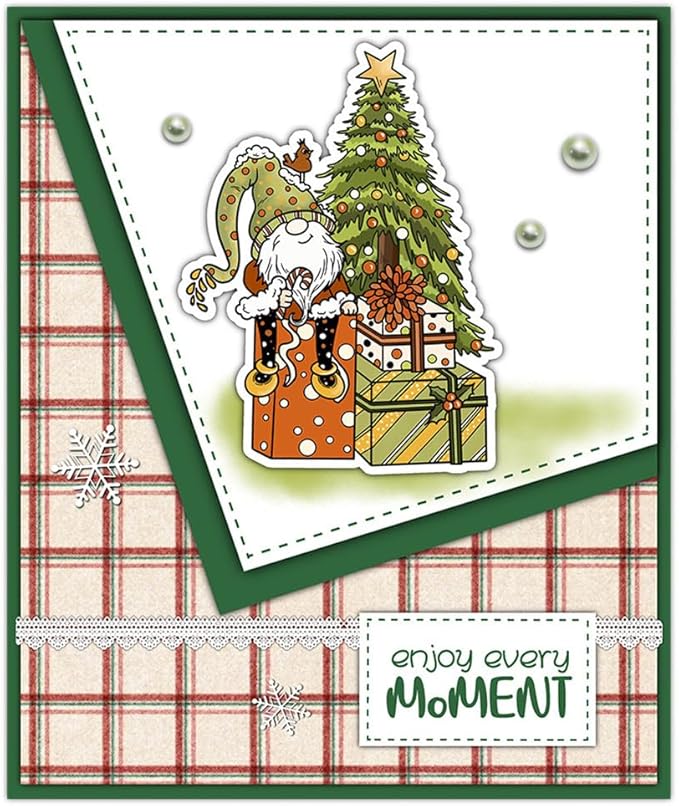 Santa Box Christmas Tree Stamps and Cutting Dies for Card Making DIY Transparent Silicone Clear Stamp and Metal Die Cuts Sets for Scrapbooking Paper Greeting Cards Decor Seals Craft Supplies