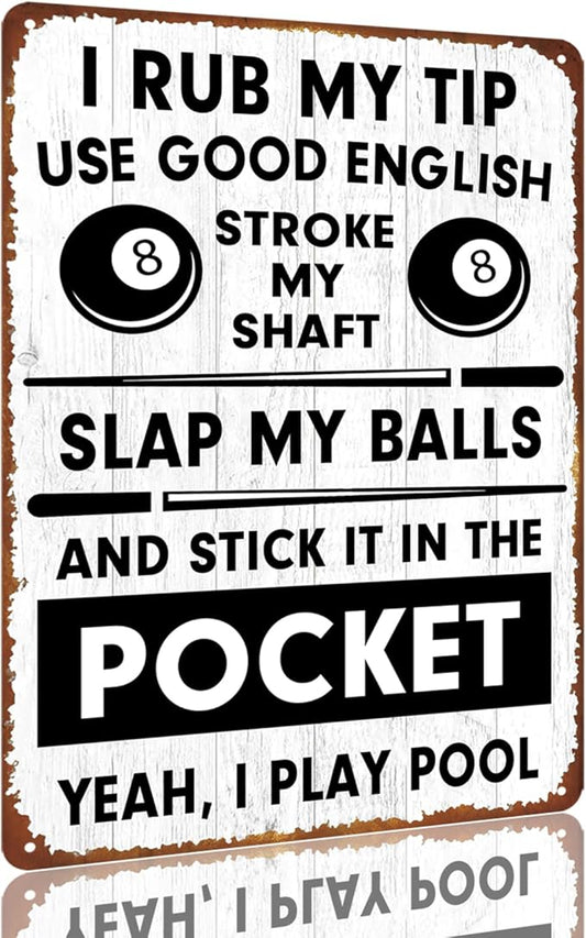Billiards Metal Sign Pool Table Accessories Mens Decor for Room Pool Billiard Posters Retro Funny Billiards Tin Signs Pool Player Gifts Billiard Wall Art Birthday Decorations 8x12 Inch