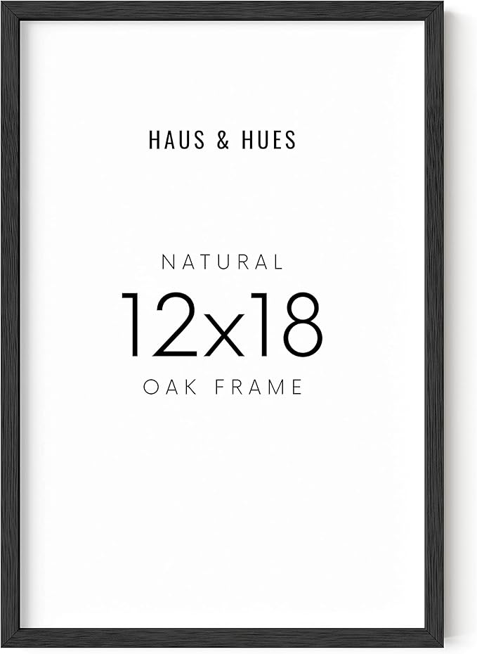 HAUS AND HUES 12x18 Black Oak Frame - Wooden Poster Display, Rustic Black Oak Finish
