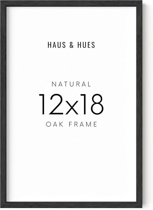 HAUS AND HUES 12x18 Black Oak Frame - Wooden Poster Display, Rustic Black Oak Finish