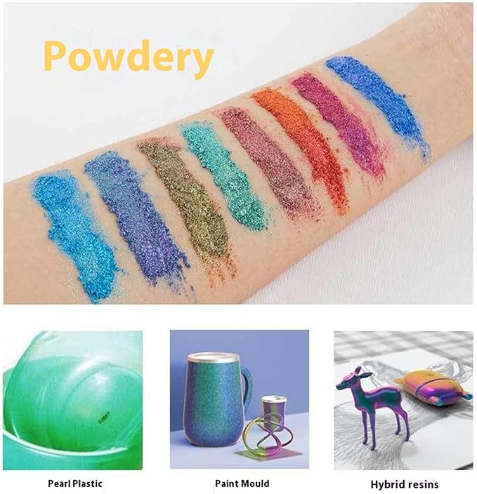 Glitter Resin Powder Color Pigment Set - 12 Bottles Pearlescent & Color-Changing Mica Powder | Cosmetic-Grade Pigment for Epoxy Resin, Candle Making, Nail Polish, Clay, Ceramics, Lip Gloss