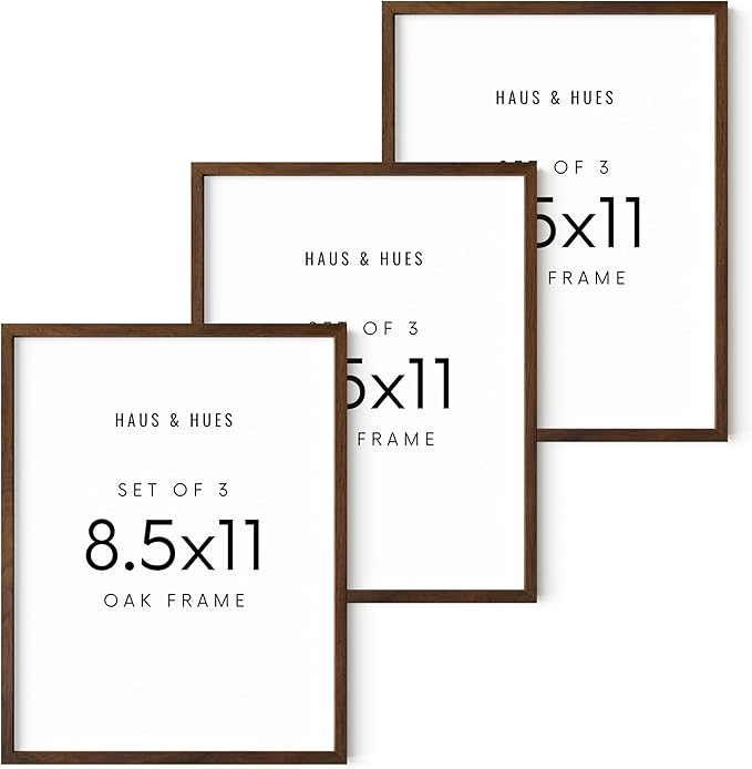 HAUS AND HUES Standalone Walnut Oak Frame Set of 3-8.5x11