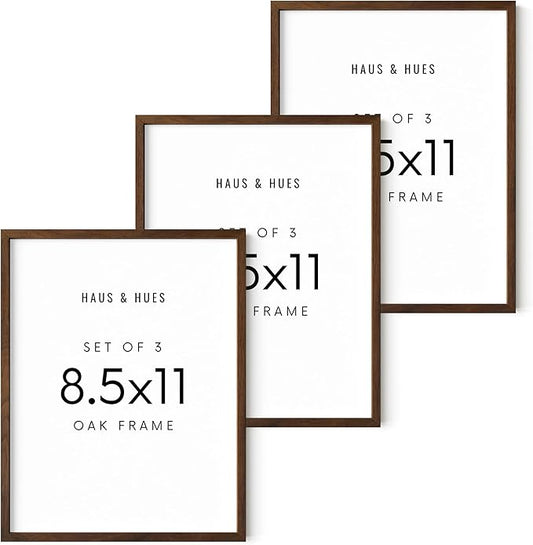 HAUS AND HUES Standalone Walnut Oak Frame Set of 3-8.5x11