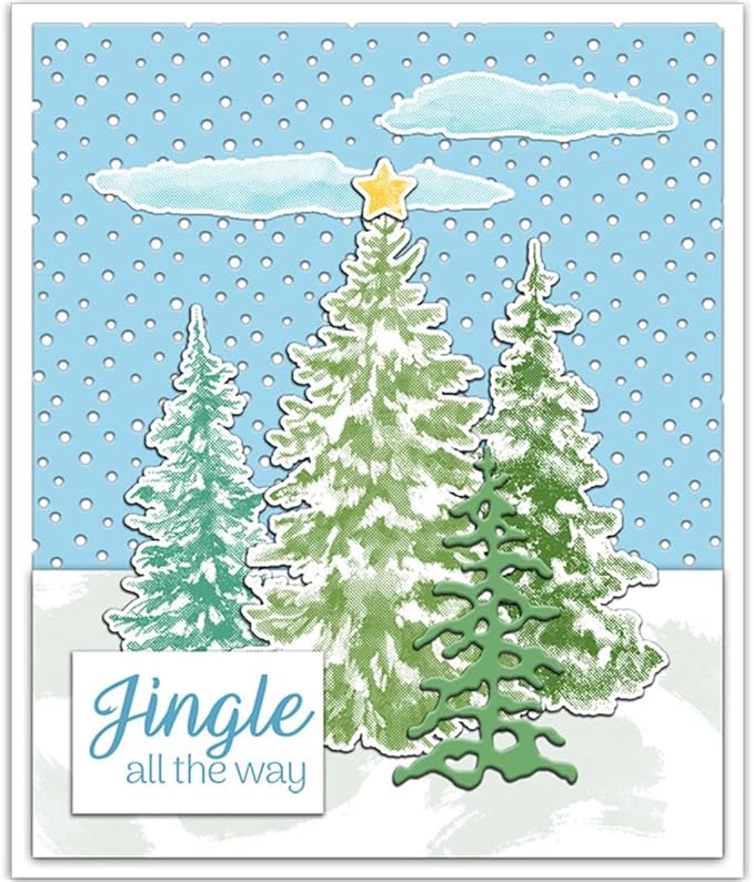 Christmas Tree Snow Stamps and Cutting Dies for Card Making DIY Transparent Silicone Clear Stamp and Metal Die Cuts Sets for Scrapbooking Paper Greeting Cards Decor Seals Craft Supplies