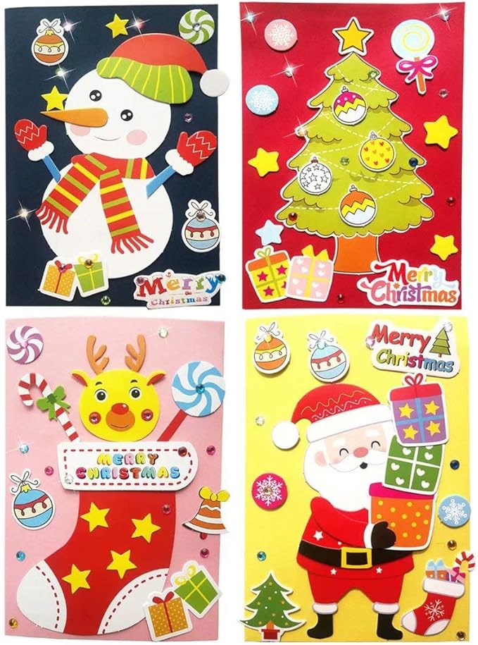 QIAONIUNIU Card Making Kits DIY Handmade Greeting Card Kits for Kids, Christmas Card Folded Cards and Matching Envelopes Thank You Card Art Crafts Crafty Set Gifts for Girls Boys