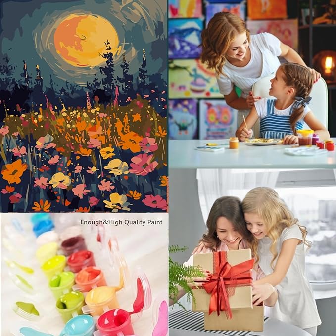 CSZPPQAF Flowers Paint by Numbers for Adults Beginner, Wildflowers Paint by Number Kits on Canvas, DIY Acrylic Oil Painting by Numbers for Home Wall Decor 12X16inch