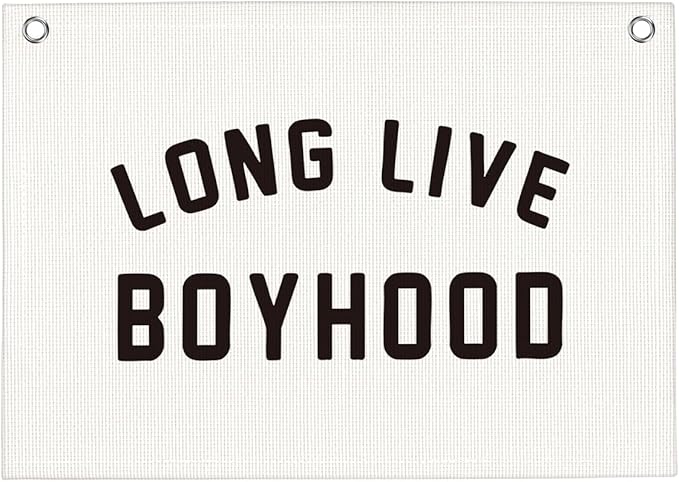 Cute Long Live Boyhood Boys Room Playroom Wall Decor Vintage Sports Decor for Nursery Playroom Kids Bedroom Dorm Toddler Decorations 22x28 Inch