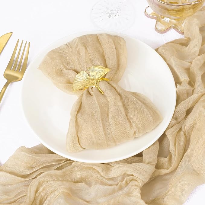 100 Pack Champagne Cheesecloth Napkins Spring Cloth Napkins Set of 100 Champagne Dinner Napkins Bulk 21x21 Inches for Wedding Bridal Shower Baby Shower Valentine's Day