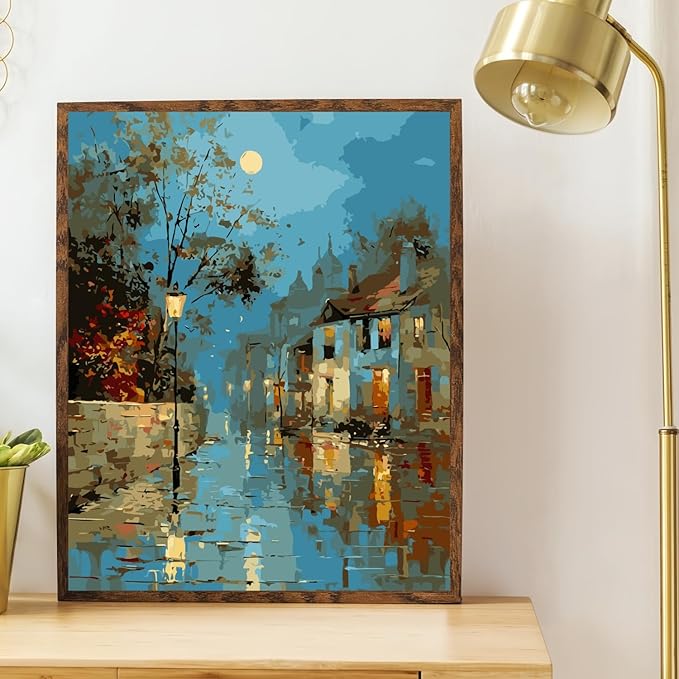 Mosaflare Paint by Numbers for Adults Beginner, Street Scenery Adult Paint by Number Kits on Canvas, DIY Landscape Acrylic Oil Easy Painting by Numbers for Home Wall Decor 16X20 inch (Without Frame)