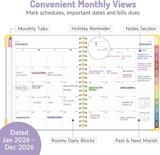 2026 Planner, Forvencer Calendar Planner Weekly and Monthly, Jan 2026-Dec 2026, 8.5" X 11", Hardcover Agenda Book, Daily Journal Organizer with Inner Pocket, Notebook for Office School, A4, Black
