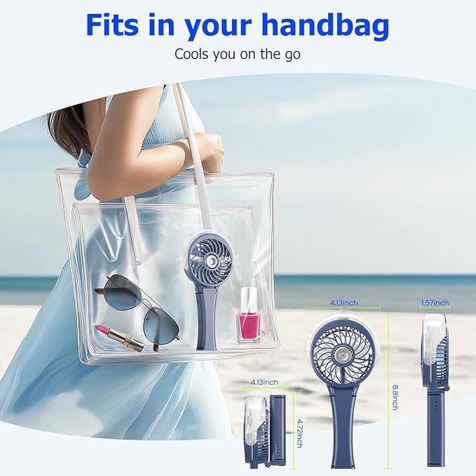 HandFan 2025 Upgraded Portable Misting Fan, Two Button Easy Operation, Handheld Rechargeable Mister Fan, Spray Water Mist Fans, Mini Electric Cooling Fans for Travel, Outdoors, Disney(Royal Blue)