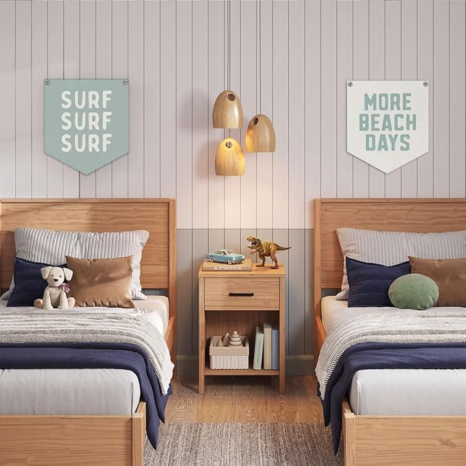 Lacama Surf Decor for Kids Room, Surf Linen Canvas Banner, Coastal Beach Wall Hanging Flag, Nautical Ocean Theme Sign for Boys Room, Playroom, Nursery 12.4x14 in