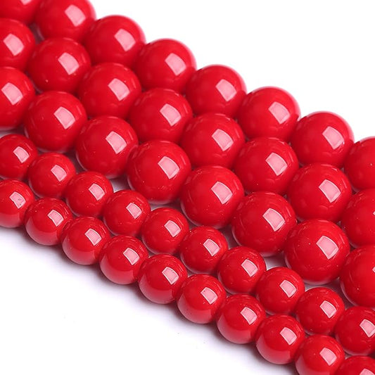 8MM 46PCS Red Glass Round Spacer Loose Beads for Jewelry Making 15 inches DIY Bracelet Necklace