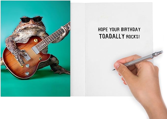 Funny Happy Birthday Greeting Card for guys, girls, friends, family and coworkers who Toadally Rock