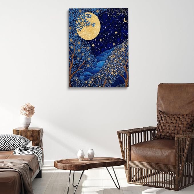 William Morris wall art Print,William Morris Poster,Vintage Poster,William Morris Moon & Stars Print,Vintage Wall Art,Textiles Wall Art for Bedroom Kitchen Living Room Office 12x16in Unframed poster