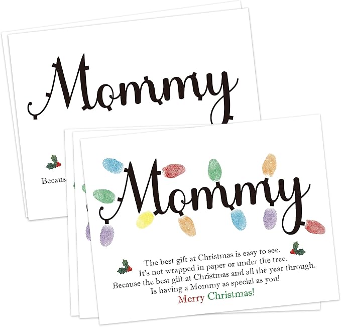 Baby First Christmas Handprint Art Craft Kit for Mommy, 10 Pcs Christmas Crafts Bulk DIY Handprint Card Making for Winter Holiday Activities, Funny Finger Paint Keepsake Gift for New Mom Mothers