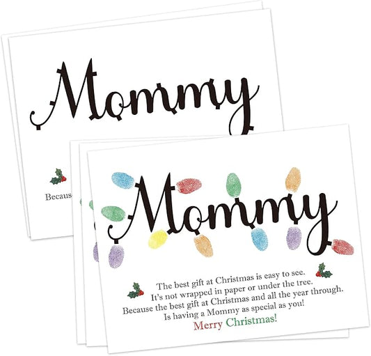 Baby First Christmas Handprint Art Craft Kit for Mommy, 10 Pcs Christmas Crafts Bulk DIY Handprint Card Making for Winter Holiday Activities, Funny Finger Paint Keepsake Gift for New Mom Mothers