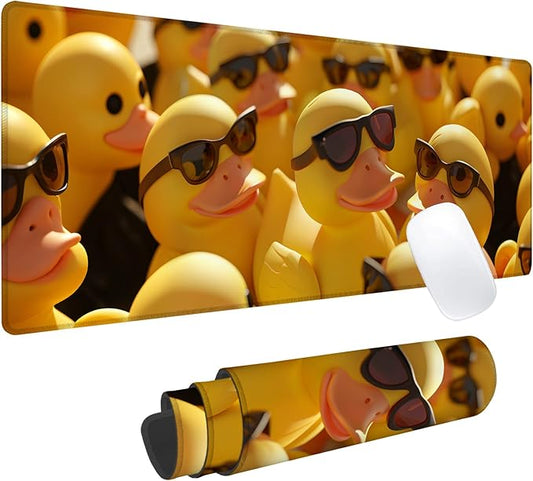 Cool Rubber Duck Gaming Mouse Pad, Office Desk Mat, Anti-Slip Rubber Base Cool Aesthetic Mouse Pads for Computer Laptop Keyboard School Home Desktop Gamer Home Accessories Decor 31.5" x 11.8"