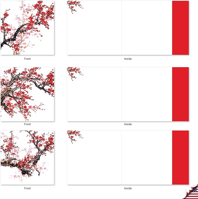 The Best Card Company - 10 Assorted Flower Cards Blank (4 x 5.12 Inch) - All Occasion Floral Greetings Boxed - Cheers and Cherries MQ5072OCB-B1x10