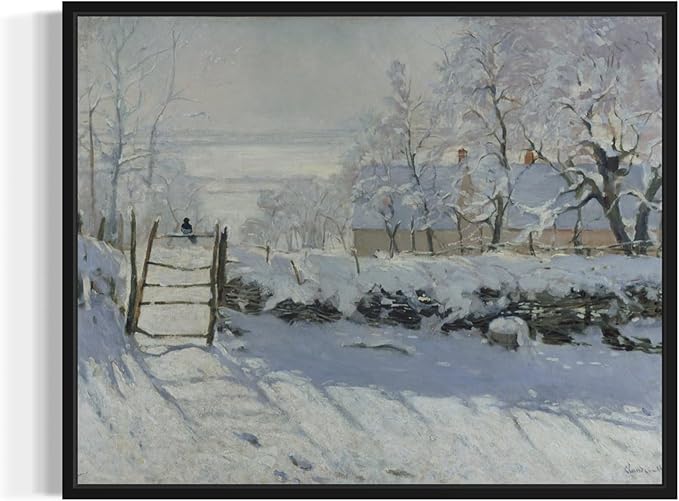 The Magpie Claude Monet Wall Art Print Poster, Impressionist Painting Wall Art Wall Decor, for Bedroom and Living room Bathroom Decor 115 (The Magpie, 16 x 20 inches, Black Frame)