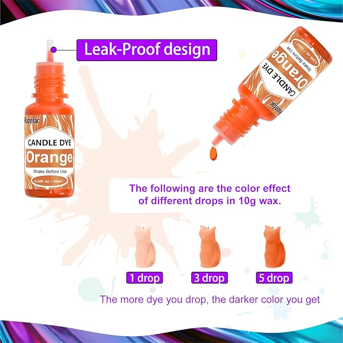 Roizefar Candle Dye - 21 Colors Wax Melt Dye for Candles Making, Oil-Based Dye for Wax, Highly Concentrate Liquid Candle Color Dyes