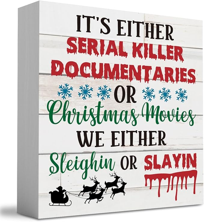 WRSUNT Spooky Horror Christmas Decor Funny Christmas Office Home Desk Shelf Decor, Primitive Christmas Decor, Christmas Story Decorations 5x5 inches