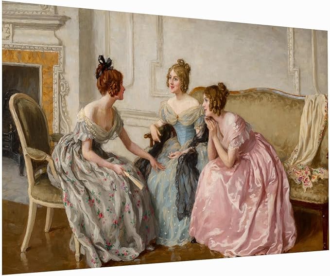Victorian Women Poster, Vintage Women Print, Regency Wall Decor,Fun Victorian Art,Gossip Art,Antique Art, Vintage Wall Art,Living Room, Bedroom, Apartment, Home Decor24x36Unframed