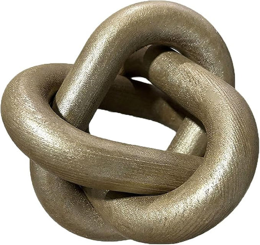 GUDAGUU Wood Knot Decor -Coffee Table Decor Shelf Decor Table Books Hand Carved Home Decoration Boho Country Rustic Modern Shabby Chic Style 3 Link Wooden Knot Chain Link Decor (Champagne)