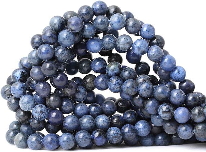 45PCS 8mm Natural Dumortierite Gemstone Round Loose Stone Beads for Jewelry Making Crafts Design 1 Strand 15"