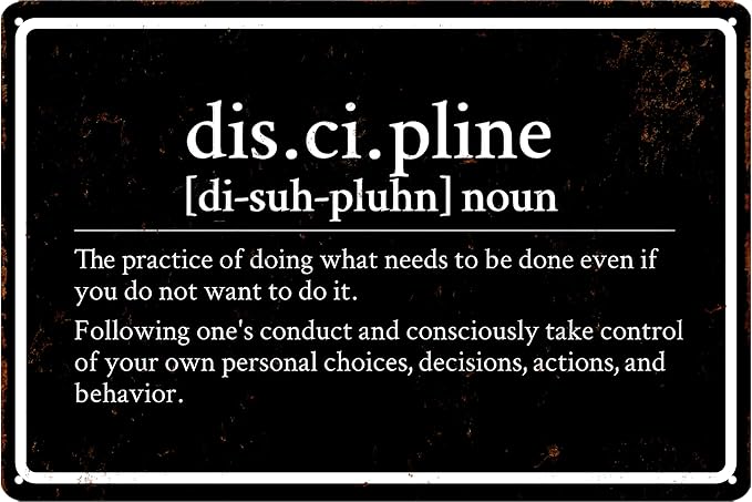 Discipline Poster Gym Sign Workout Posters for Home Gym Motivational Metal Wall Art Decor Funny Fitness Tin Signs Inspirational Posters for Garage Room Accessories 8x12 Inch