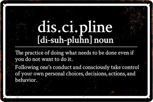 Discipline Poster Gym Sign Workout Posters for Home Gym Motivational Metal Wall Art Decor Funny Fitness Tin Signs Inspirational Posters for Garage Room Accessories 8x12 Inch