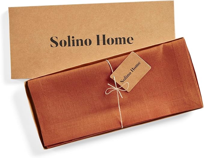 Solino Home Linen Table Runner 36 Inches - 100% Pure Linen Cinnamon Table Runner 14 x 36 Inch Ideal for Dresser and Coffee Tables - Diana Medium Weight
