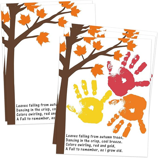 Fall Maple Leaves Handprint Art Craft Kit for Thanksgiving Activities, 10 Pcs Thanksgiving Crafts Bulk DIY Handprint Card Making, Handprint Keepsake Gift for Mother Father Grandma Grandpa
