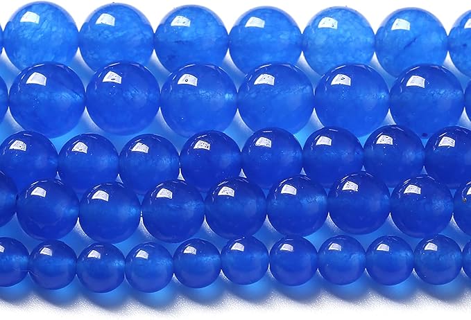 90pcs 4mm Natural Blue Jades Chalcedony Stone Beads Round Loose Spacer Beads for Jewelry Making DIY Bracelets Crystal Energy Healing Power Stone (4mm, Blue Chalcedony)