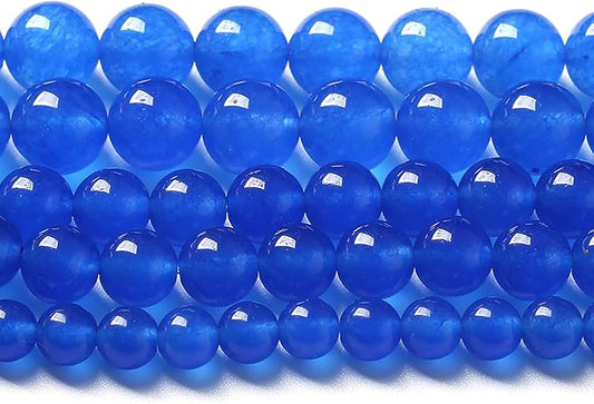 90pcs 4mm Natural Blue Jades Chalcedony Stone Beads Round Loose Spacer Beads for Jewelry Making DIY Bracelets Crystal Energy Healing Power Stone (4mm, Blue Chalcedony)