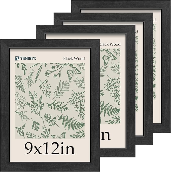 Picture Frame 4 Pack - Solid Wood Poster Photo Frame - Woodgrain Series - Room, Office, Gallery, Studio Display - Wall Hanging